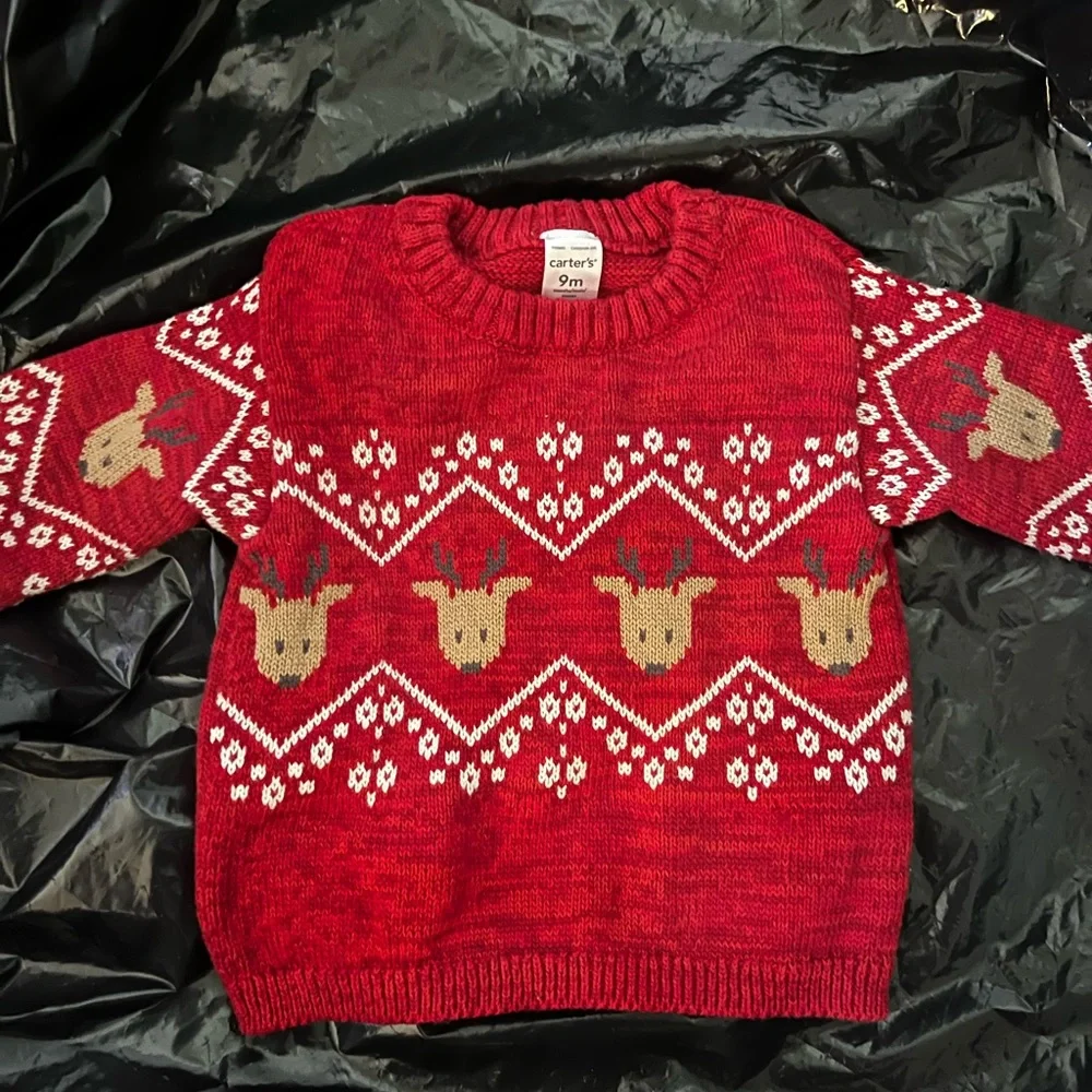 Carter's Red Reindeer Pattern Knit Sweater